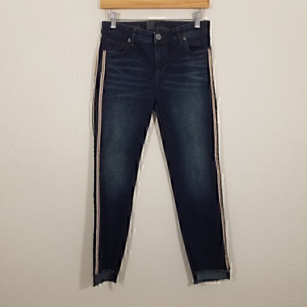 Kut from‎ the Kloth EMMA Ankle Straight Leg Stripes Stretch Jeans Blue Size 2